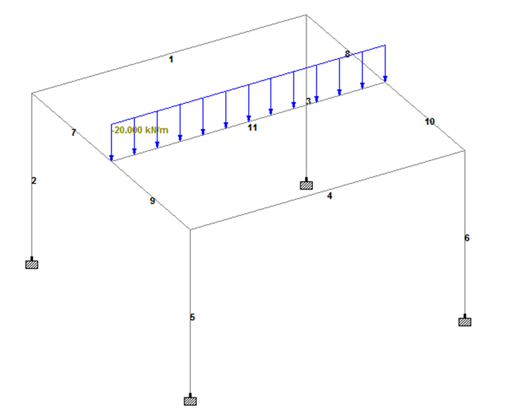 Bay frame with Loading & beam numbers